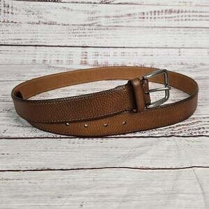 Goodfellow & Co Brown Leather Belt Mens Sz XL Silver Tone Buckle Casual Neutral